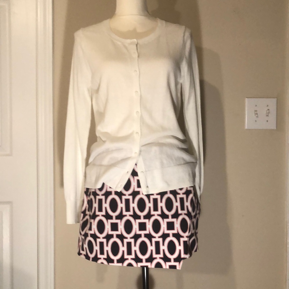 Crown & Ivy Red and White Mini Pencil Skirt
